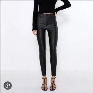 ❤️ ZARA HIGH RISE VEGAN LEATHER SKINNY LEGGING PANTS, BLACK, MEDIUM